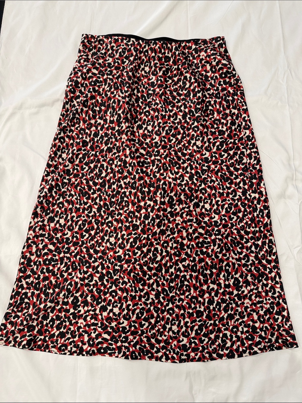 Sanctuary Women’s Red and Black Animal Print Midi Skirt—Large